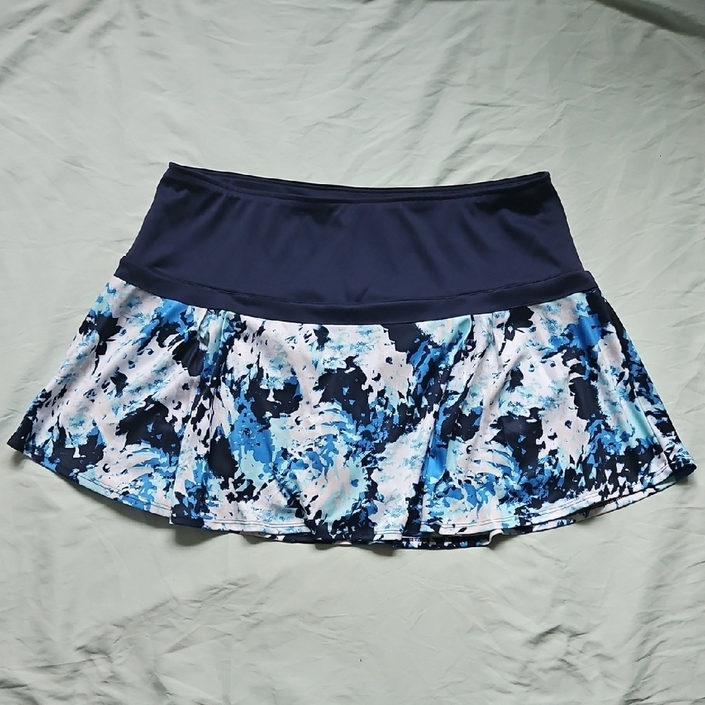 Callaway Navy and Blue Patterned Golf Skirt With Shorts, Size XL